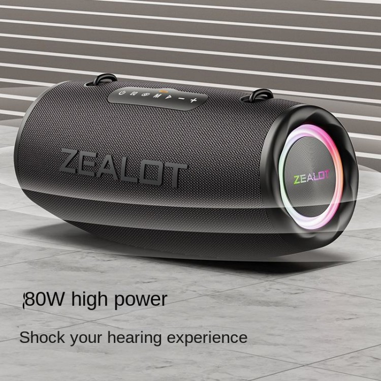ZEALOT S87Outdoor for Bluetooth Speaker RGB Lights 80W High Power Subwoofer IPX6 Waterproof Wireless Audio Woofer for Home Thea